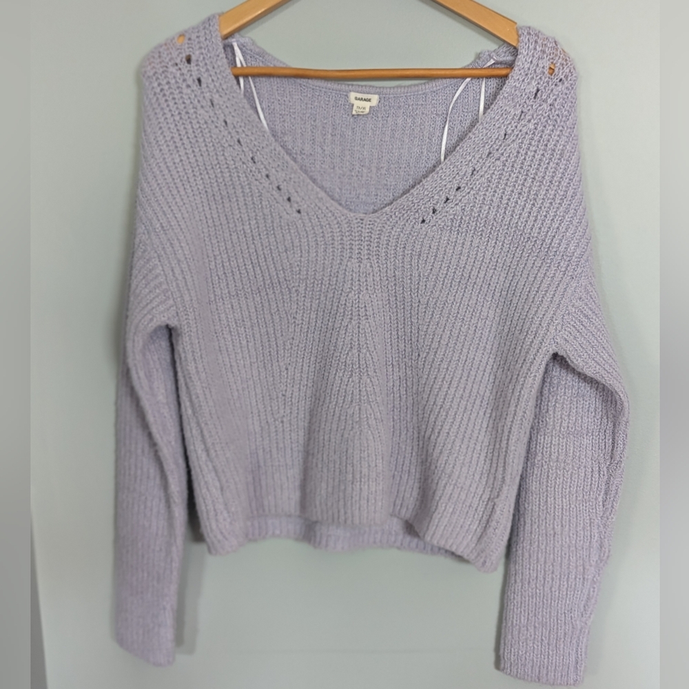 Garage Lilac‎ V-Neck Knit Sweater  Women's XS